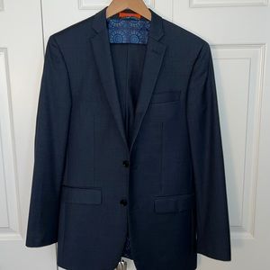 Tallia Men’s Navy Wool Suit 36R Slim Fit